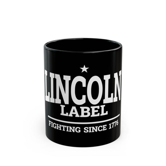 Lincoln Label Black Mug | Unique Coffee Cup | Gift for Enthusiasts, Home Use, Office Decor, Independence Day, or Vintage Lovers