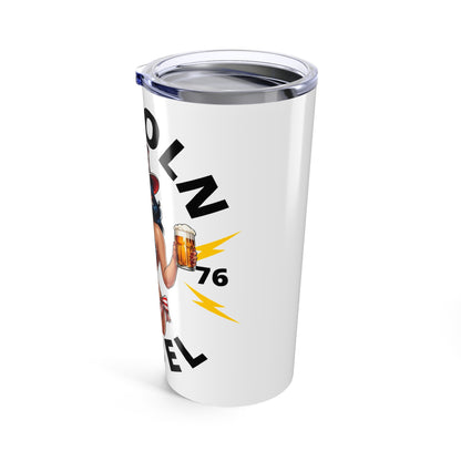 Patriotic Tumbler 20oz, USA Flag Drinkware, Summer BBQ Cup, Independence Day Gift, Vintage Pin-Up Style