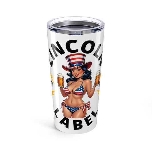 Patriotic Tumbler 20oz, USA Flag Drinkware, Summer BBQ Cup, Independence Day Gift, Vintage Pin-Up Style